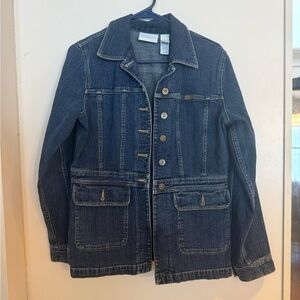 Vintage Liz Claiborne Dark Blue Denim Jacket with Patch Pockets
